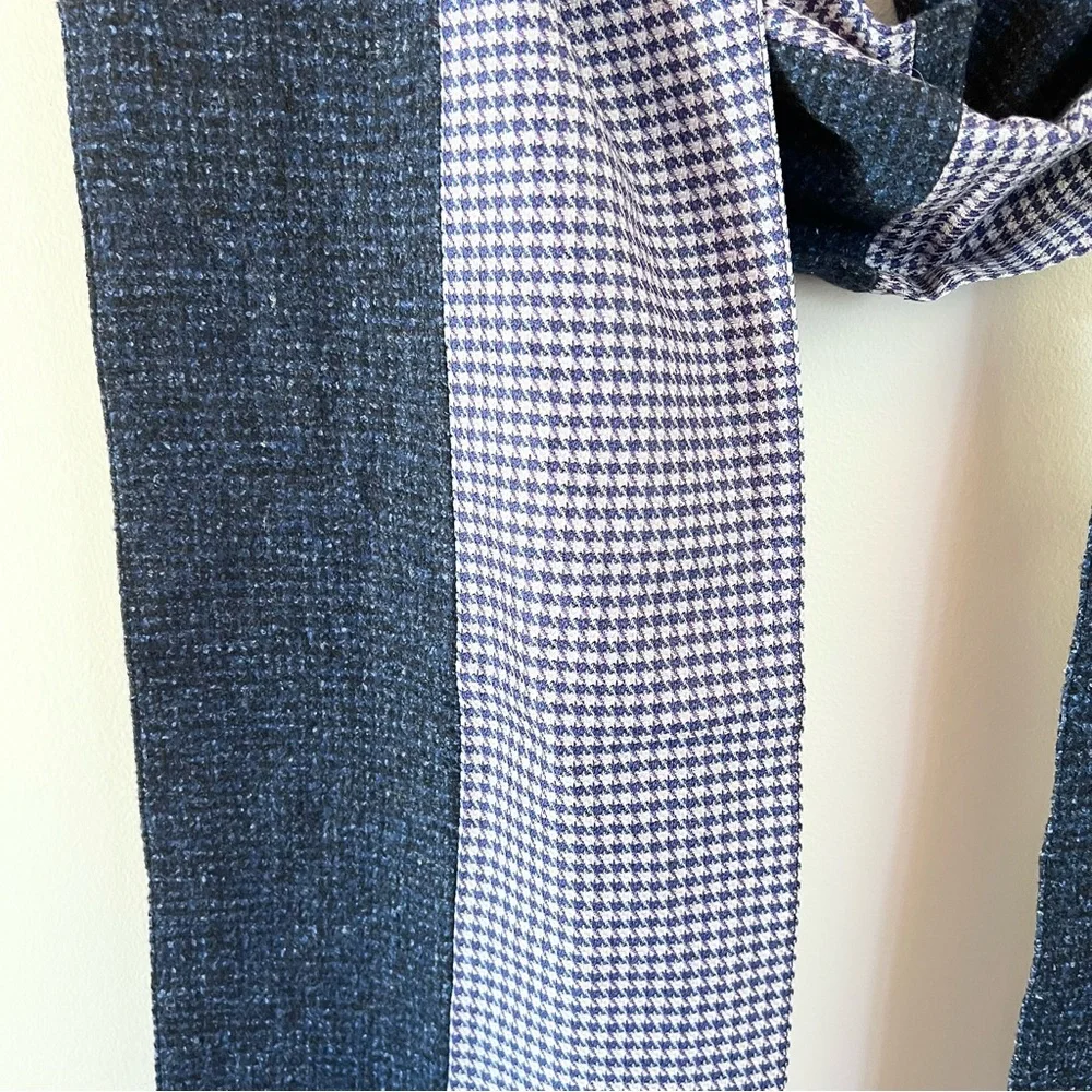 Navy Blue and White Checkered Scarf